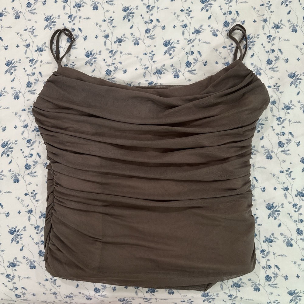 Zara Brown Ruched Corset Top